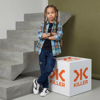 Kid's Dark Blue Solid Cargo