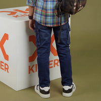 Kid's Dark Blue Solid Cargo