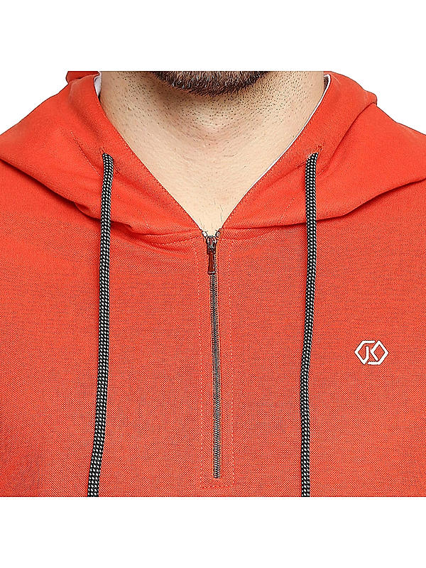 Killer Orange Slim Fit Hooded Neck Solid T-Shirts