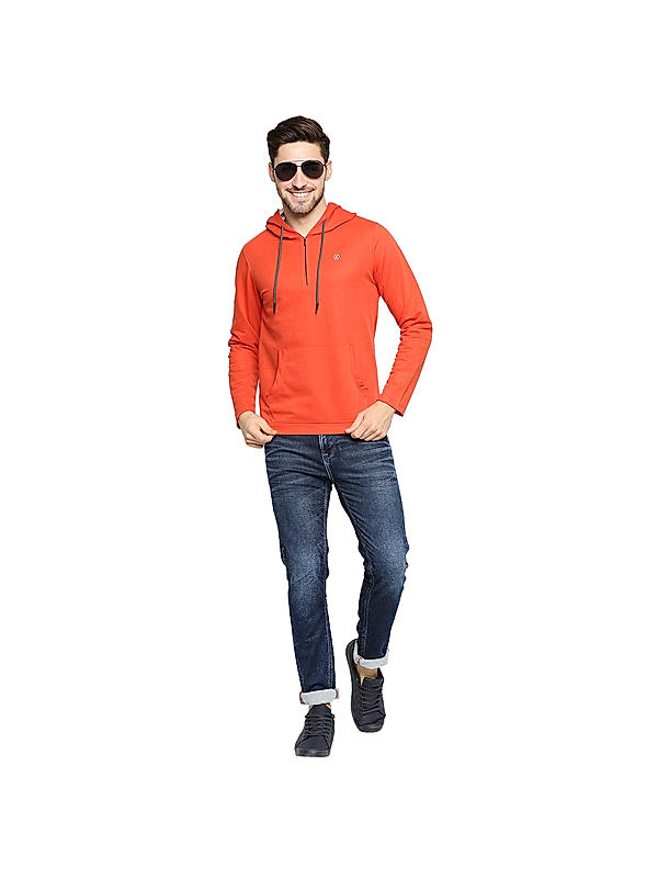 Killer Orange Slim Fit Hooded Neck Solid T-Shirts