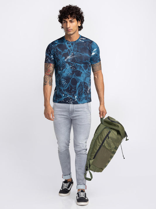 Killer Men Blue Ombre Slim Fit Half Sleeve T-Shirts