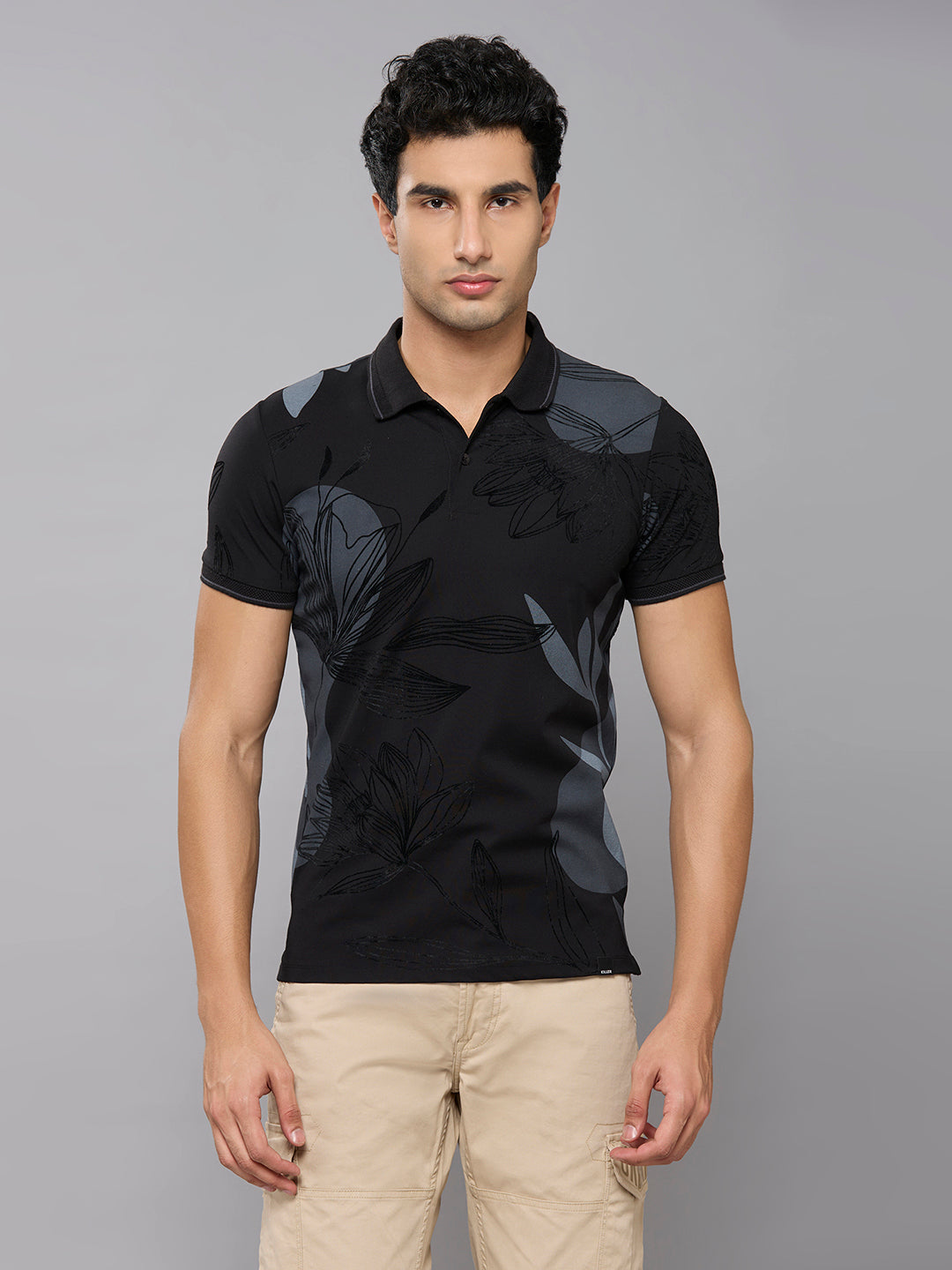 Men's Black Printed Slim Fit T-Shirts