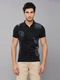 Men's Black Printed Slim Fit T-Shirts
