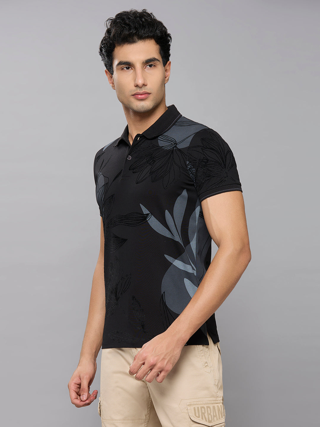 Men's Black Printed Slim Fit T-Shirts