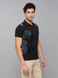 Men's Black Printed Slim Fit T-Shirts