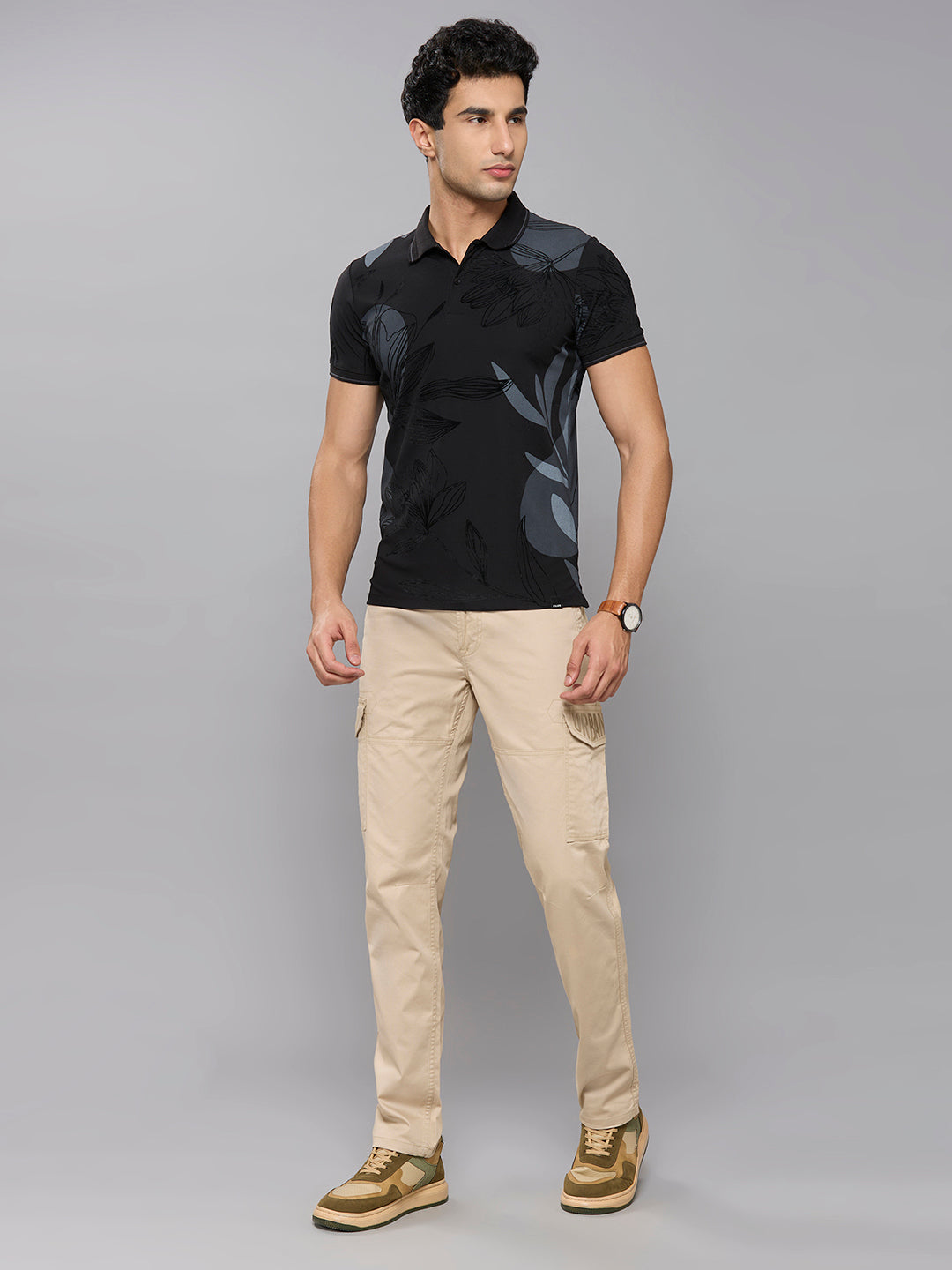 Men's Black Printed Slim Fit T-Shirts
