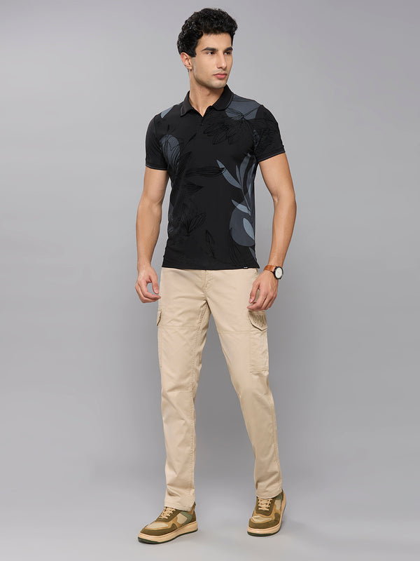 Men's Black Printed Slim Fit T-Shirts
