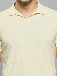Men's Off White Solid Slim Fit T-Shirts