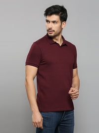 Men's Maroon Solid Slim Fit T-Shirts
