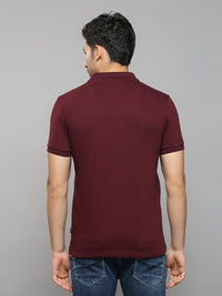 Men's Maroon Solid Slim Fit T-Shirts