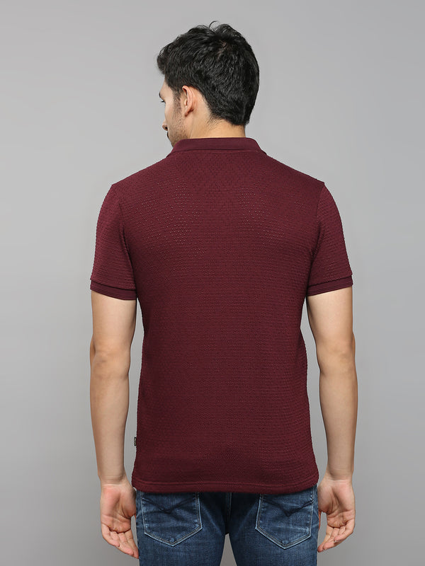 Men's Maroon Solid Slim Fit T-Shirts