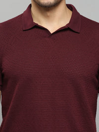 Men's Maroon Solid Slim Fit T-Shirts