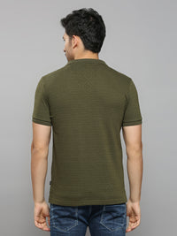 Men's Olive Solid Slim Fit T-Shirts