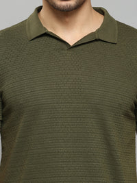 Men's Olive Solid Slim Fit T-Shirts