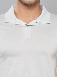 Men's Light Grey Solid Slim Fit T-Shirts