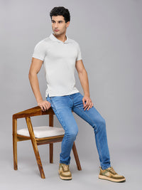 Men's Light Grey Solid Slim Fit T-Shirts