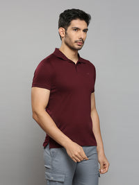 Men's Wine Solid Slim Fit T-Shirts