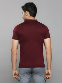 Men's Wine Solid Slim Fit T-Shirts