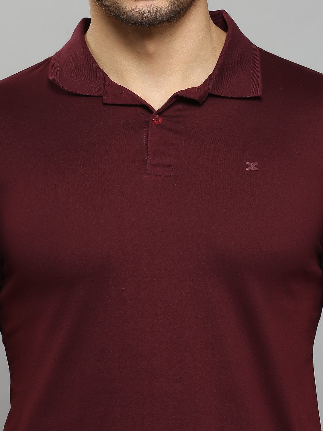Men's Wine Solid Slim Fit T-Shirts