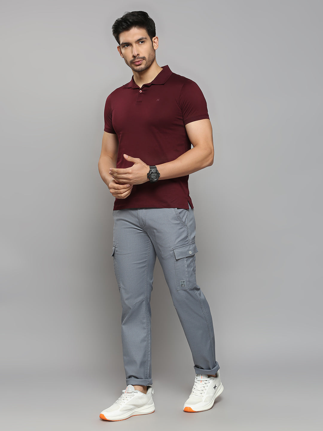 Men's Wine Solid Slim Fit T-Shirts