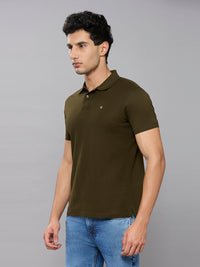 Men's Olive Solid Slim Fit T-Shirts