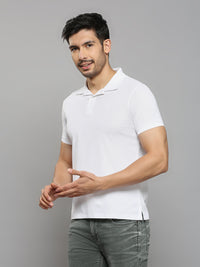 Men's White Solid Slim Fit T-Shirts