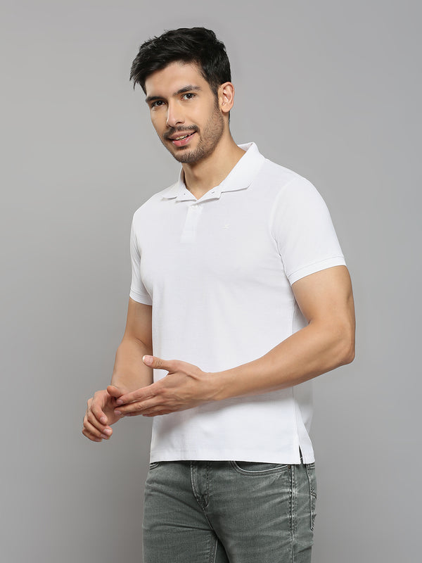 Men's White Solid Slim Fit T-Shirts