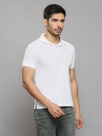 Men's White Solid Slim Fit T-Shirts