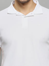 Men's White Solid Slim Fit T-Shirts
