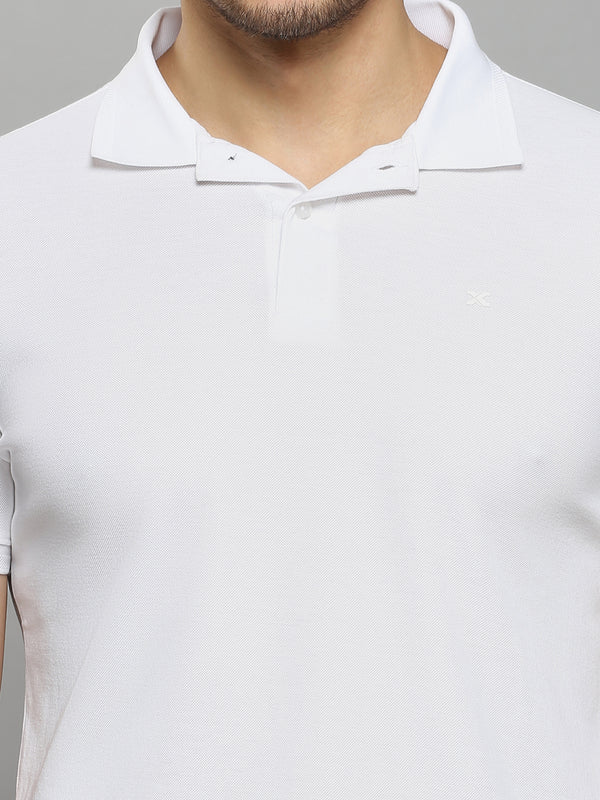 Men's White Solid Slim Fit T-Shirts