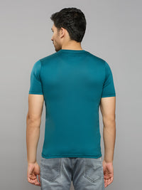 Men's Teal Solid Slim Fit T-Shirts