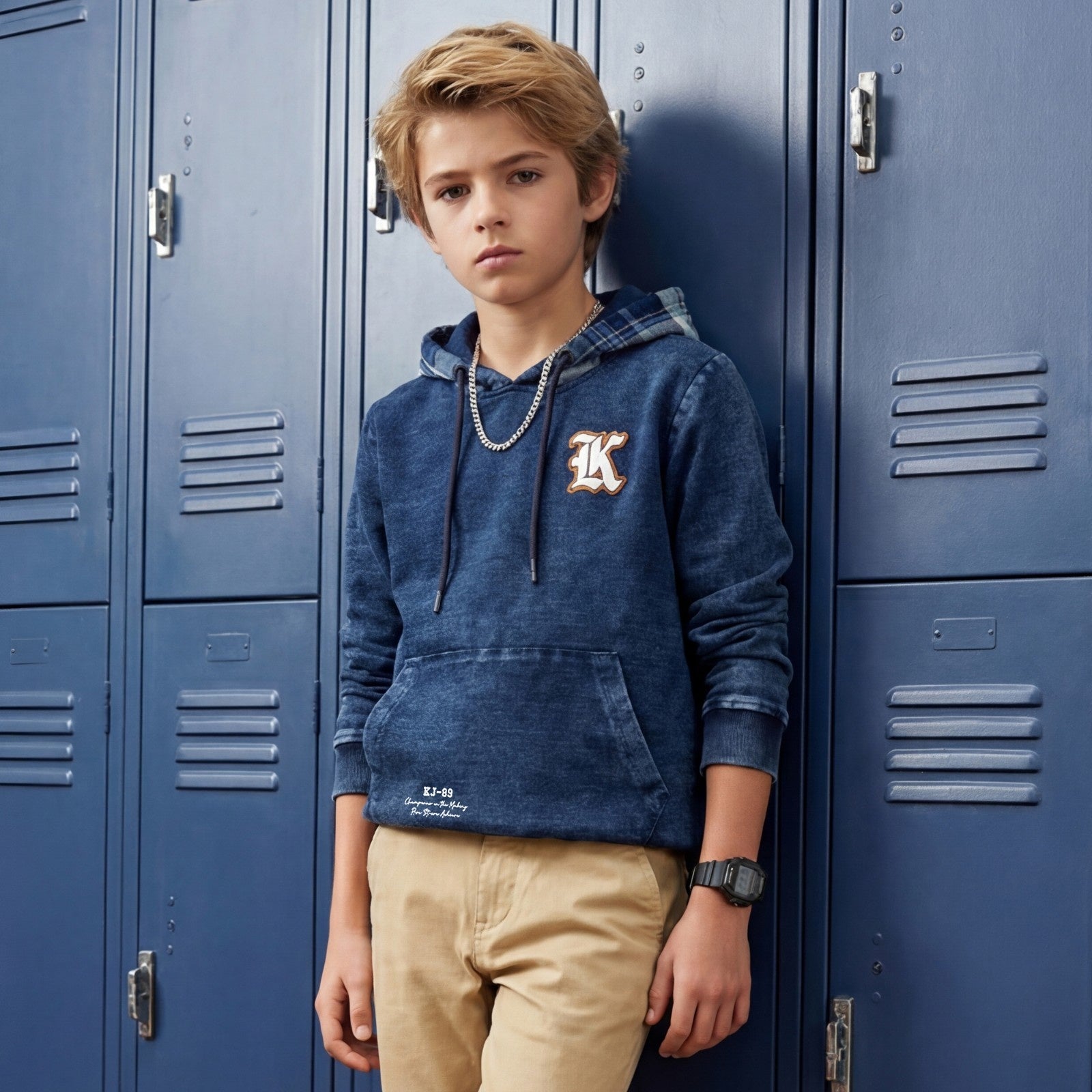 Kid's Navy Hooded Sweat Shirts