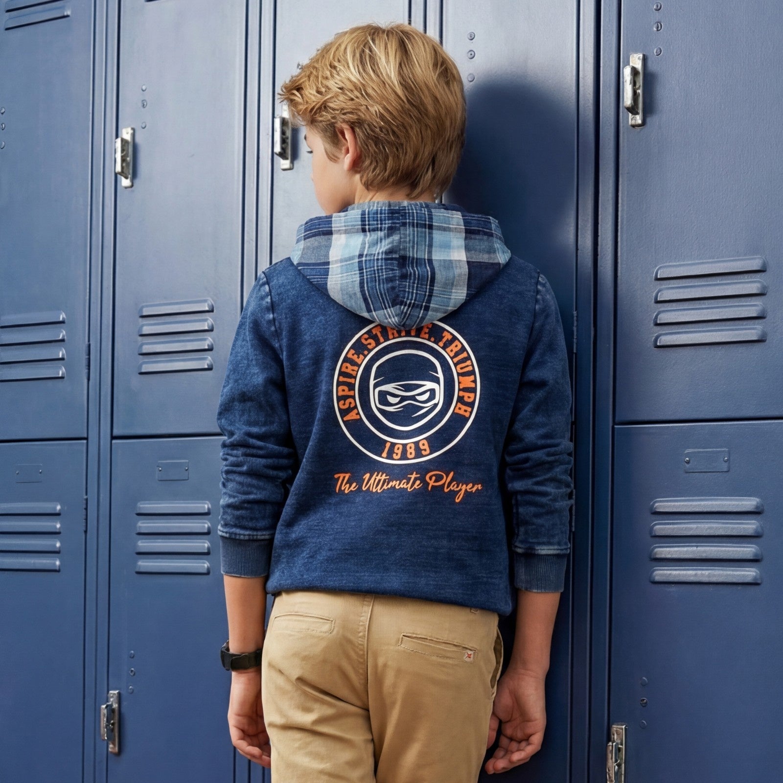 Kid's Navy Hooded Sweat Shirts