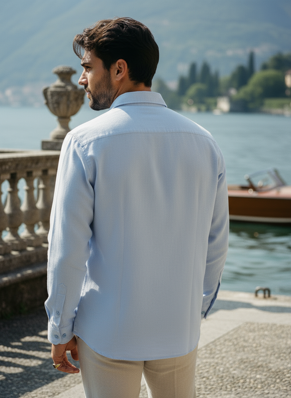 COTTON SLUB SOLIDS - SKY BLUE SHIRT