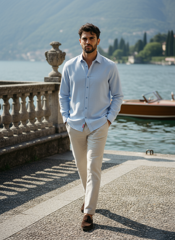 COTTON SLUB SOLIDS - SKY BLUE SHIRT