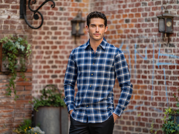 MEN'S CHECKS REGULAR FIT FULL SLEEVES SHIRT- BLUE