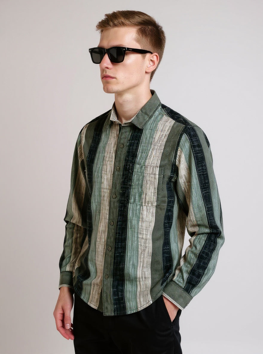 Full Sleeve Stripe Sage Green
