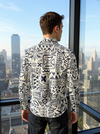 Full Sleeve Print White Blue