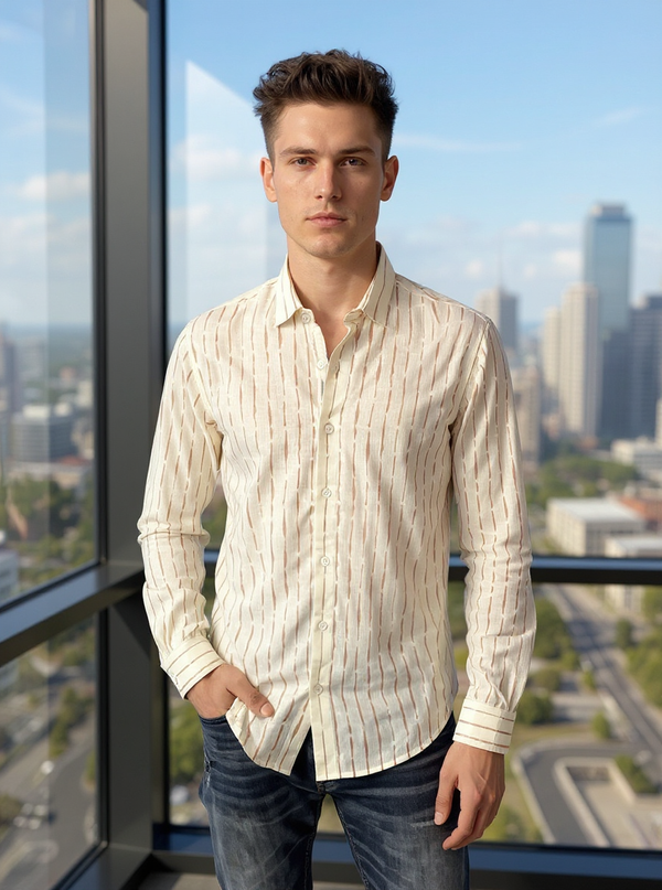 Full Sleeve Print Beige