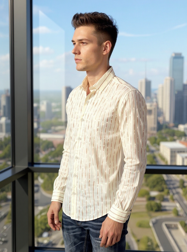 Full Sleeve Print Beige