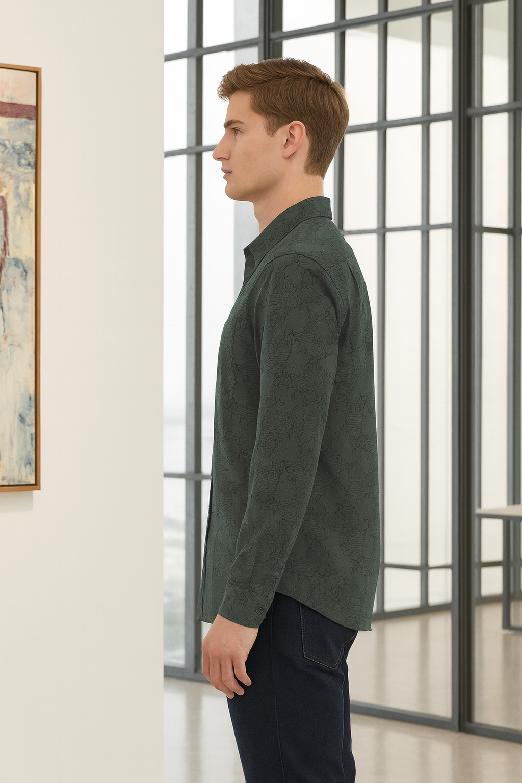 Full Sleeve Jacquard Fern Green