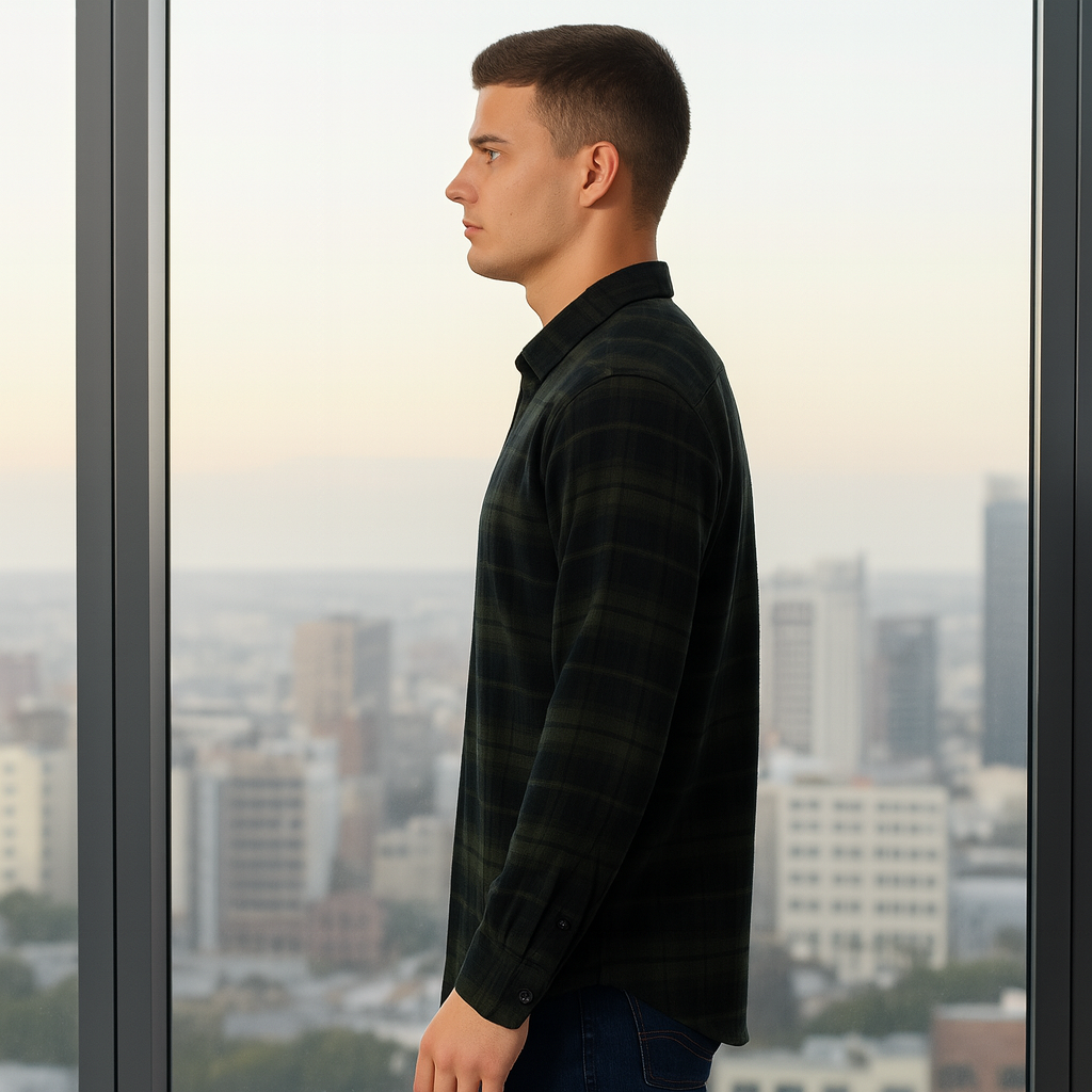 Full Sleeve Check Olive
