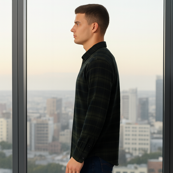 Full Sleeve Check Olive