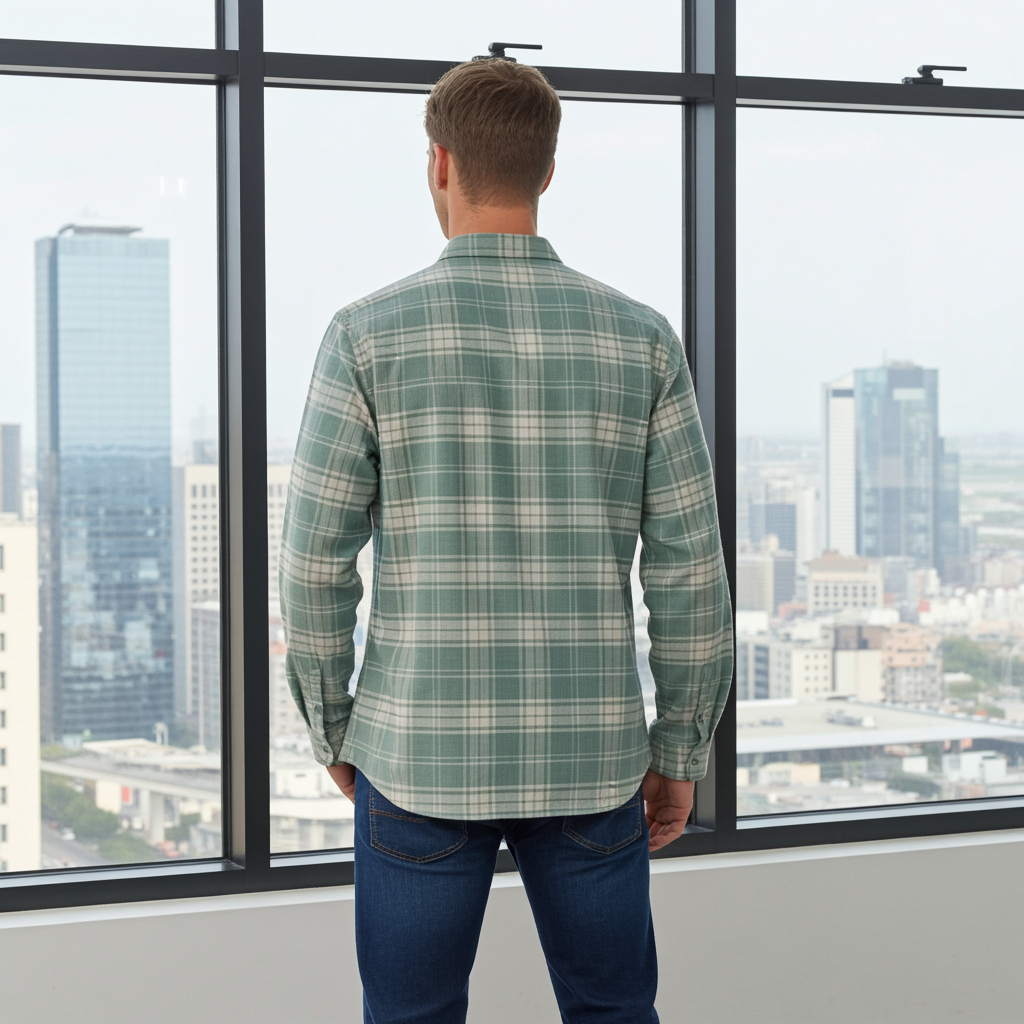 Full Sleeve Check Sea Green