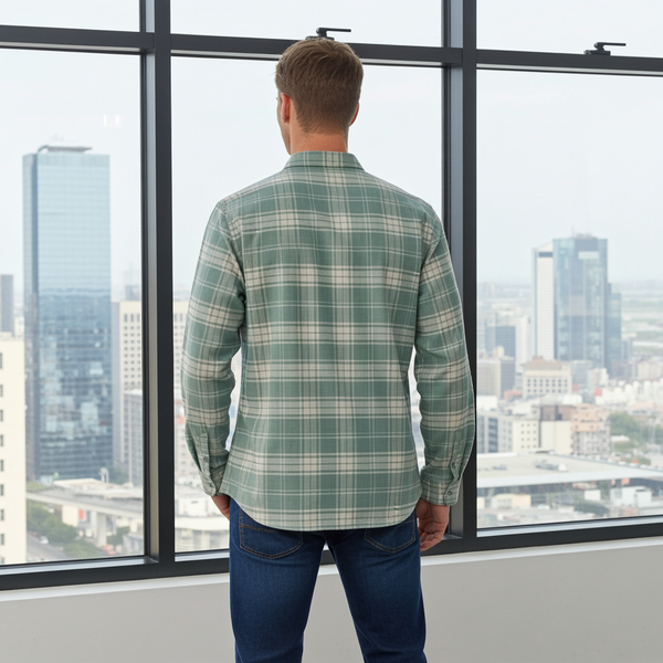 Full Sleeve Check Sea Green