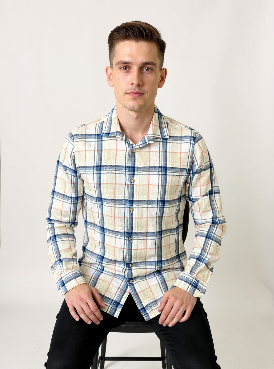 Full Sleeve Check Cream