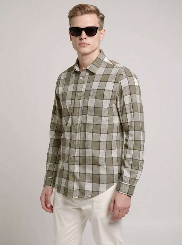 Full Sleeve Check Sage Grey