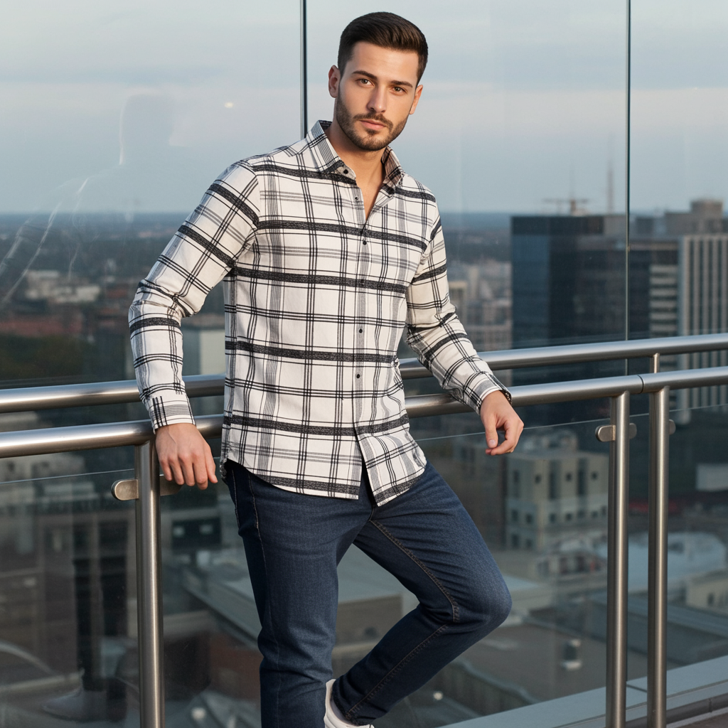 Full Sleeve Check White