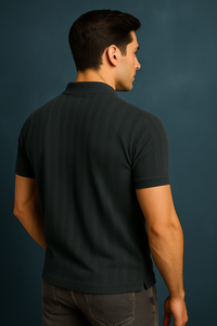 Half Sleeve Collar Neck Dark Grey