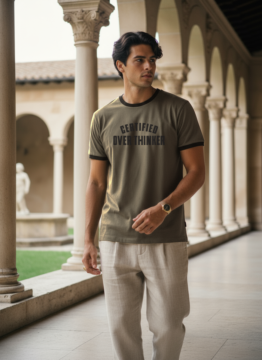 Textured Knit 221 Gsm-Dark Khaki T-shirt